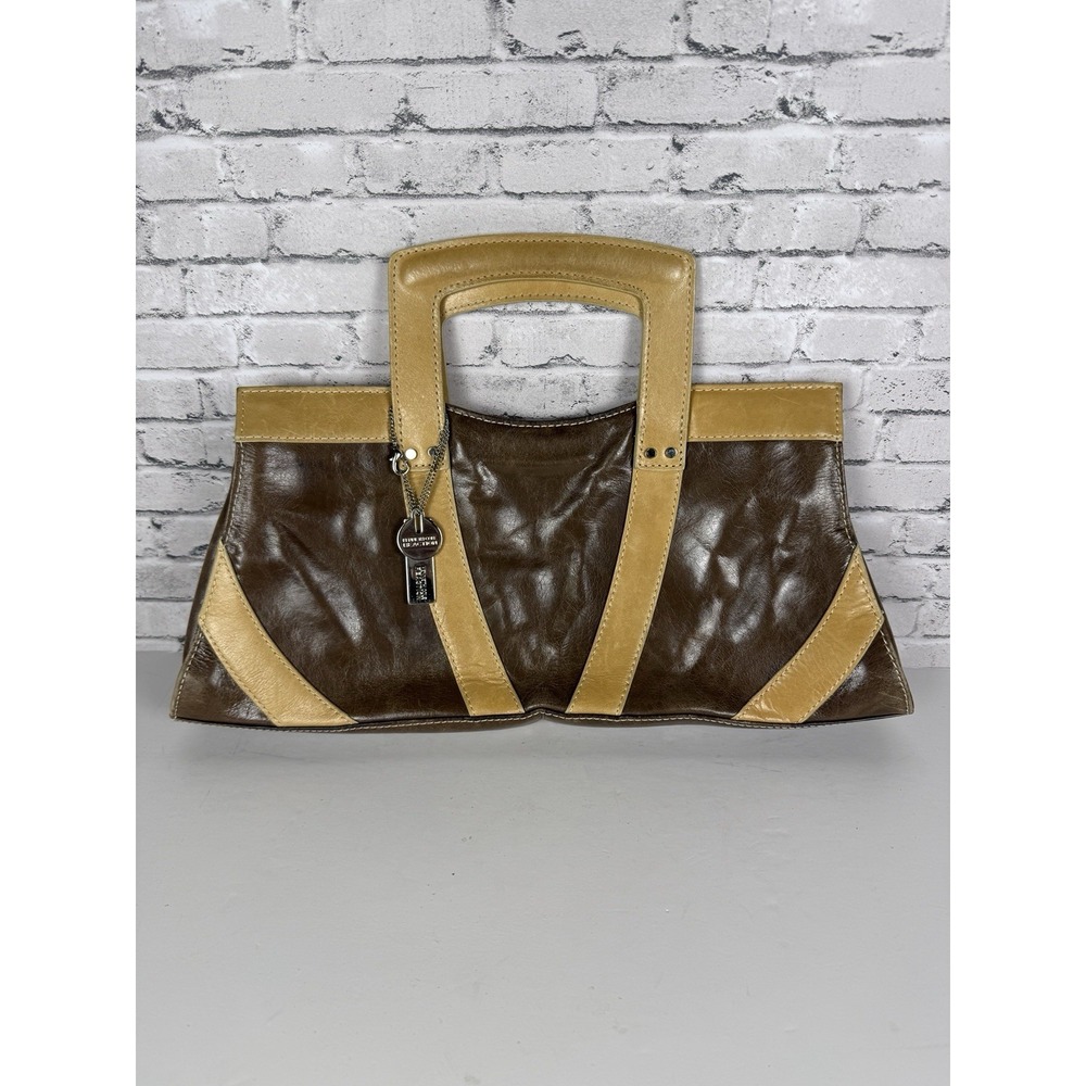 Kenneth Cole Reaction Brown and Tan Leather Clutch Handbag Retro